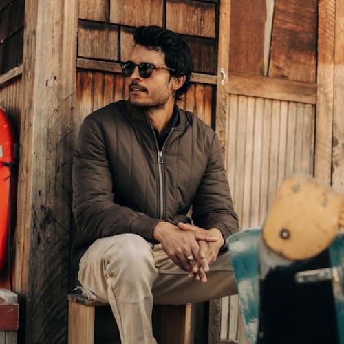 lifestyle image of The Able Nylon Bomber Jacket