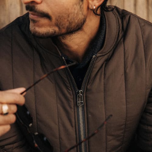 lifestyle image of The Able Nylon Bomber Jacket