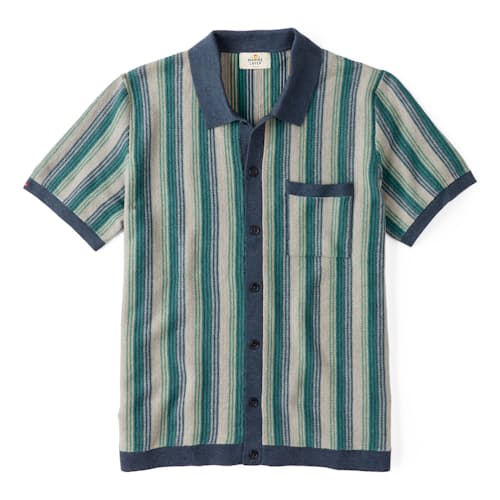 laydown image of Vertical Striped Sweater Polo