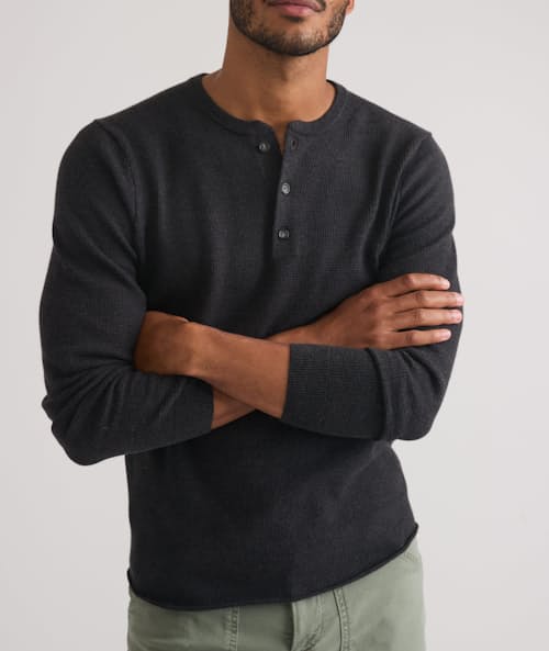 on model image of Sweater Henley