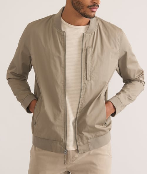 on model image of Rossland Dry Waxed Bomber
