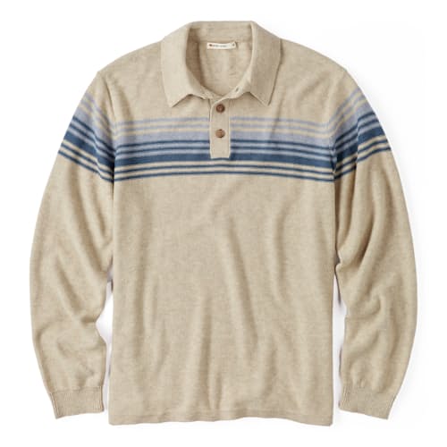 laydown image of Elias Stripe Sweater Polo
