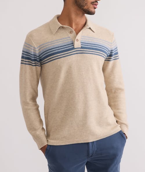 on model image of Elias Stripe Sweater Polo