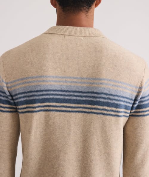 on model image of Elias Stripe Sweater Polo