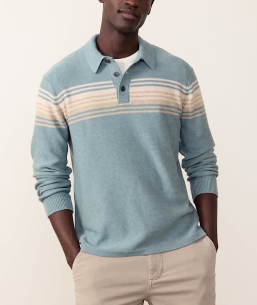 on model image of Elias Stripe Sweater Polo