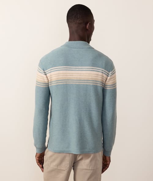 on model image of Elias Stripe Sweater Polo