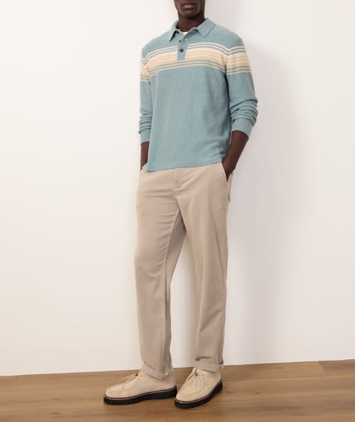 on model image of Elias Stripe Sweater Polo