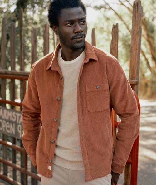 lifestyle image of Max Broken In Corduroy Overshirt