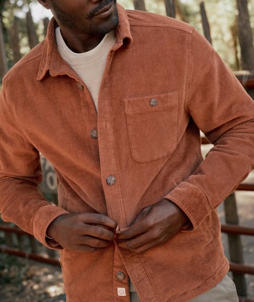 lifestyle image of Max Broken In Corduroy Overshirt