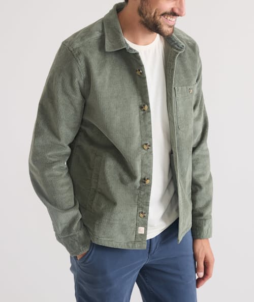 on model image of Max Broken In Corduroy Overshirt