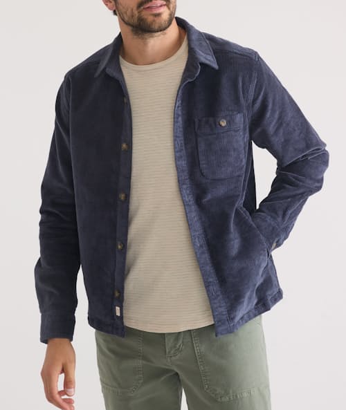 on model image of Max Broken In Corduroy Overshirt