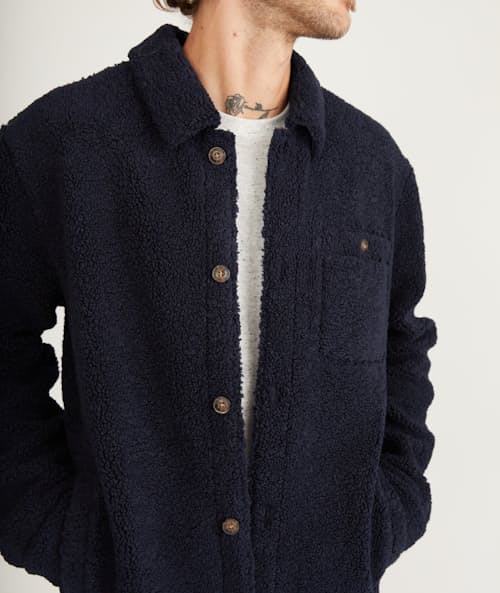 on model image of Sherpa Fleece Overshirt