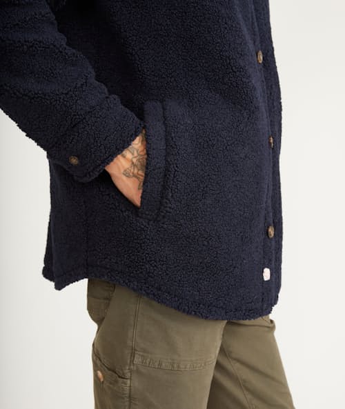 on model image of Sherpa Fleece Overshirt