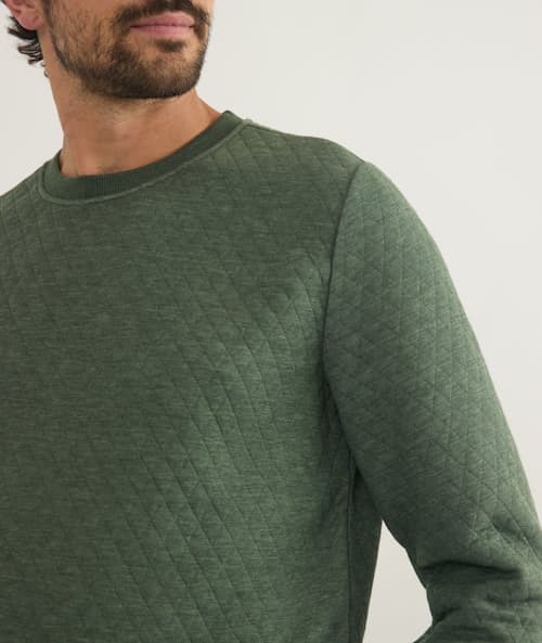 on model image of Corbet Quilted Crewneck