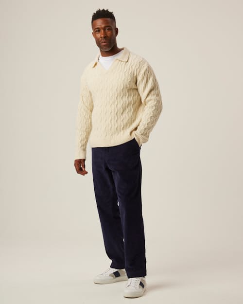 on model image of Elgin Merino Wool Polo Shirt