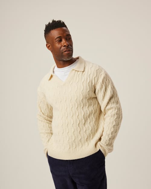 on model image of Elgin Merino Wool Polo Shirt