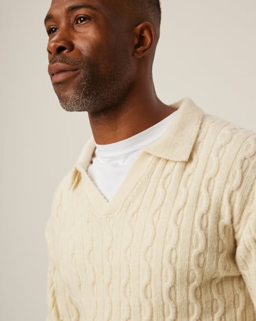 on model image of Elgin Merino Wool Polo Shirt