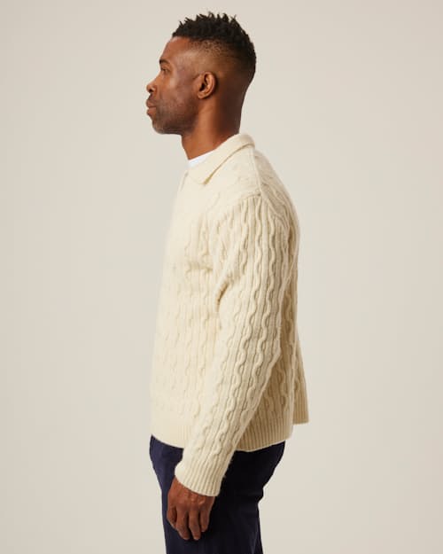 on model image of Elgin Merino Wool Polo Shirt