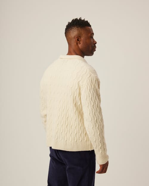 on model image of Elgin Merino Wool Polo Shirt