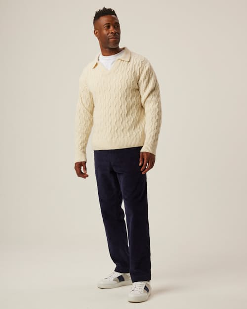 on model image of Elgin Merino Wool Polo Shirt