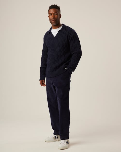 on model image of Elgin Merino Wool Polo Shirt