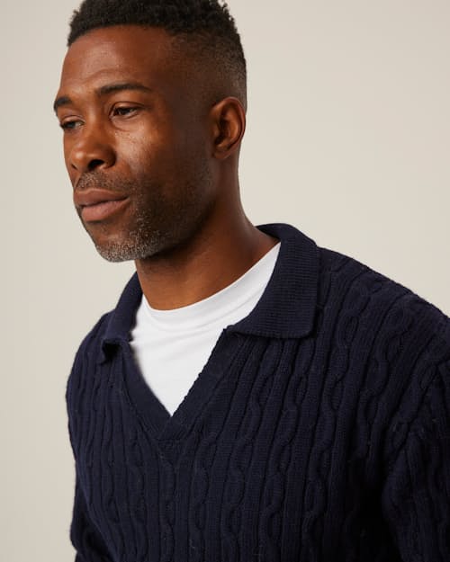 on model image of Elgin Merino Wool Polo Shirt