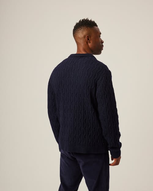 on model image of Elgin Merino Wool Polo Shirt