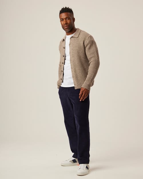 on model image of Hampton Soft Washed Cardigan