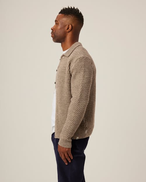 on model image of Hampton Soft Washed Cardigan