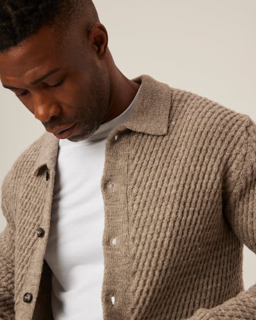 on model image of Hampton Soft Washed Cardigan