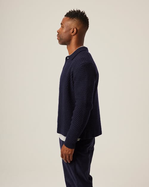 on model image of Hampton Soft Washed Cardigan