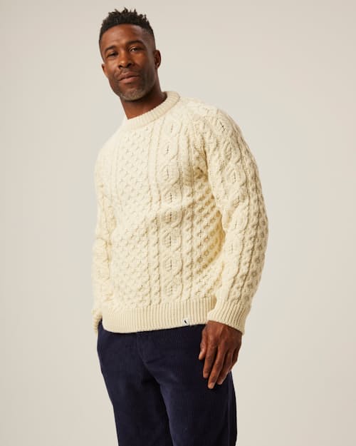 on model image of Hudson Aran Jumper