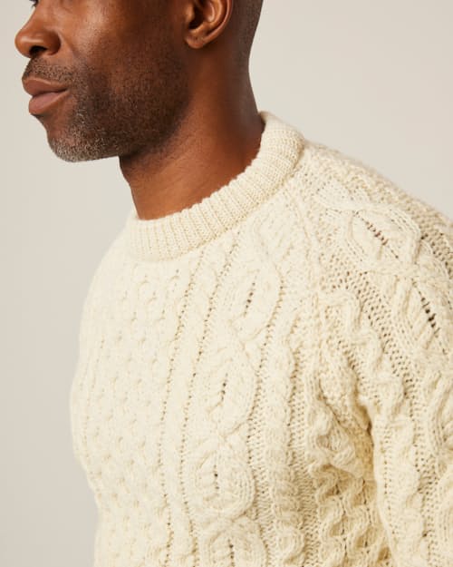 on model image of Hudson Aran Jumper