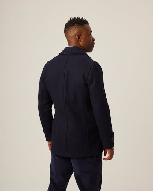on model image of Salcombe Peacoat