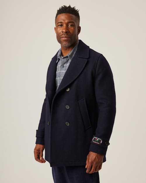 on model image of Salcombe Peacoat