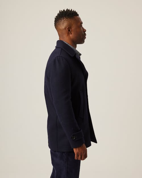 on model image of Salcombe Peacoat