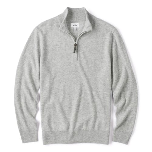 laydown image of Classic Cashmere Quarter Zip Sweater