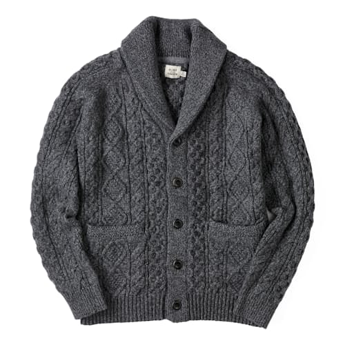 laydown image of Aran Cable Knit Cardigan Sweater