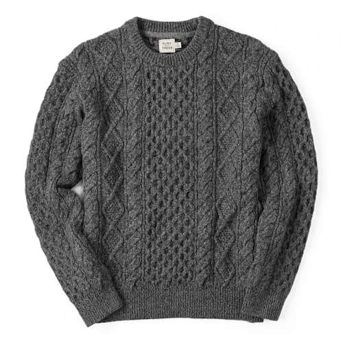 laydown image of Aran Cable Knit Crewneck Sweater