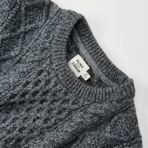 laydown detail image of Aran Cable Knit Crewneck Sweater