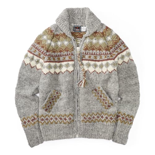 laydown image of Hand-Knit Fair Isle Merino Cardigan Sweater