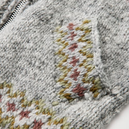 laydown detail image of Hand-Knit Fair Isle Merino Cardigan Sweater
