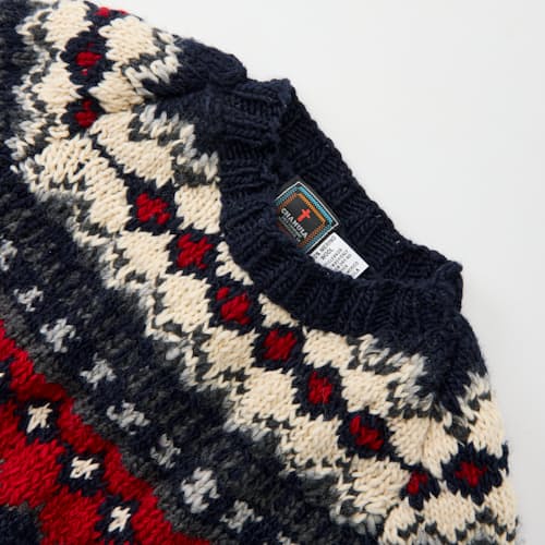 laydown detail image of Hand-Knit Fair Isle Merino Wool Sweater