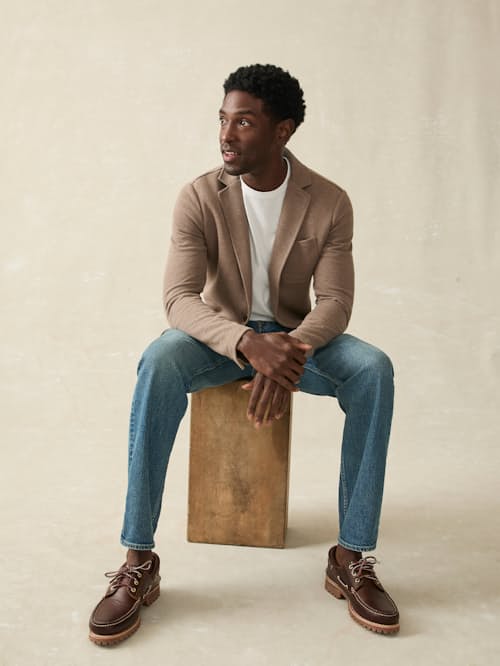 on model image of Inlet Knit Blazer