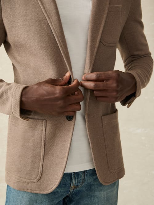 on model image of Inlet Knit Blazer