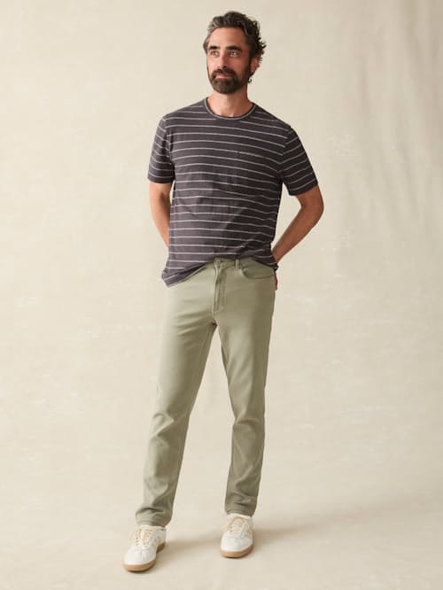 on model image of Stretch Terry 5-Pocket Pant
