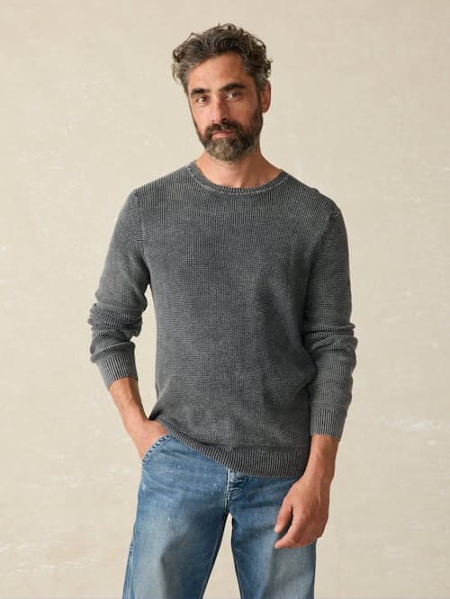 on model image of Sunwashed Crewneck Sweater