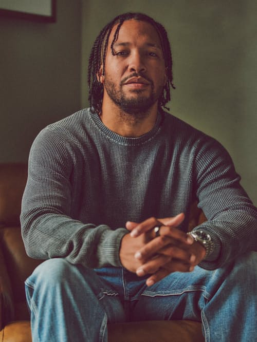 on model image of Sunwashed Crewneck Sweater