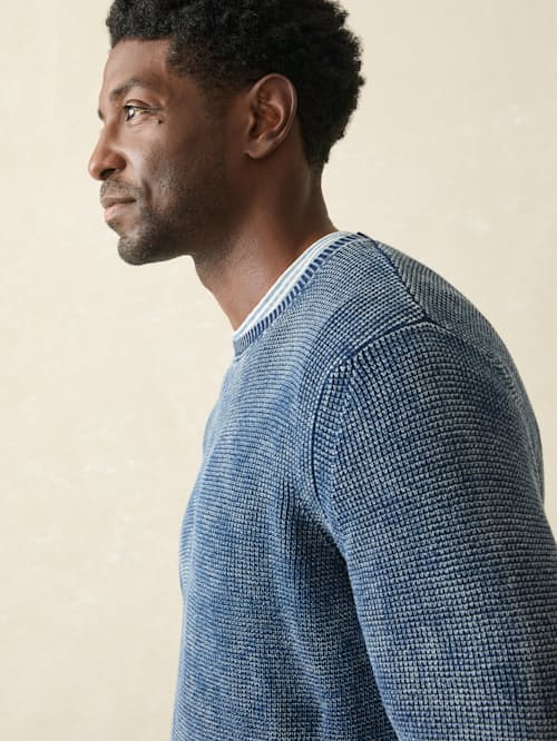 on model image of Sunwashed Crewneck Sweater