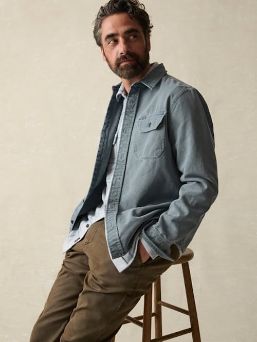 on model image of Sunwashed Shirt Jacket